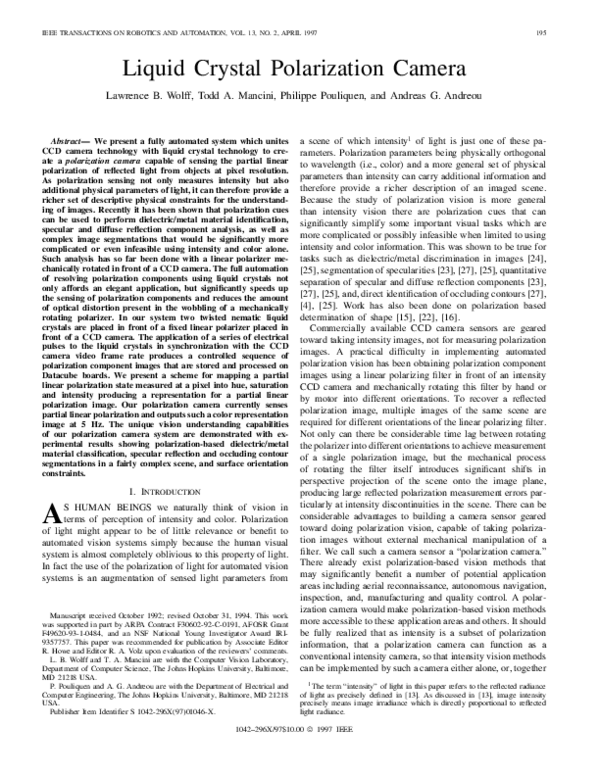 (PDF) Liquid crystal polarization camera