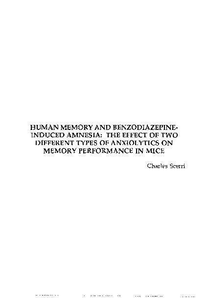 (PDF) Human Memory and Benzodiazepine- Induced Amnesia: The Effect of ...