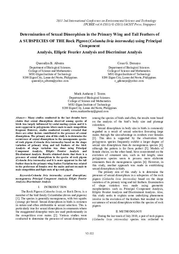 (PDF) Determination of Sexual Dimorphism in the Primary Wing and Tail ...
