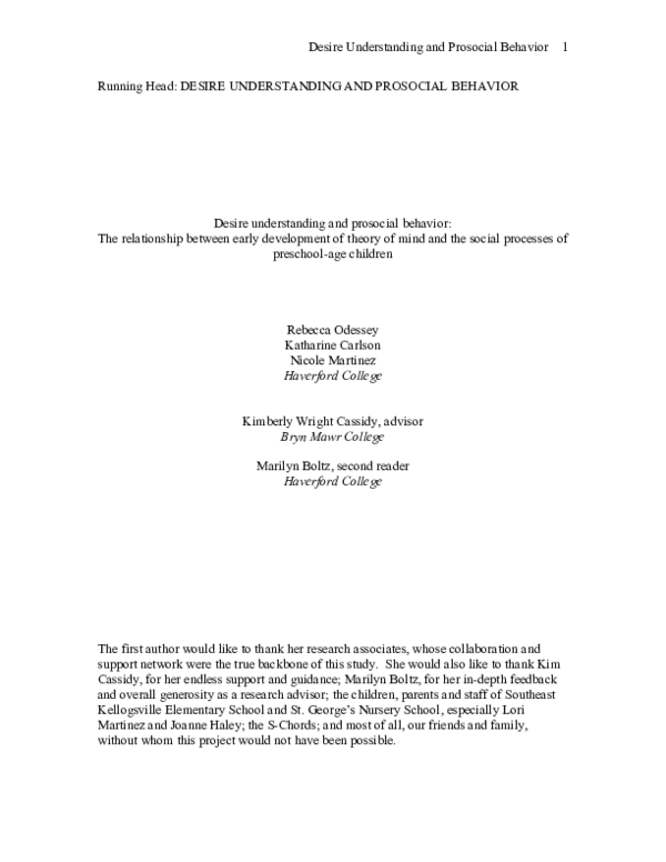 (PDF) Desire understanding and prosocial behavior: The relationship ...