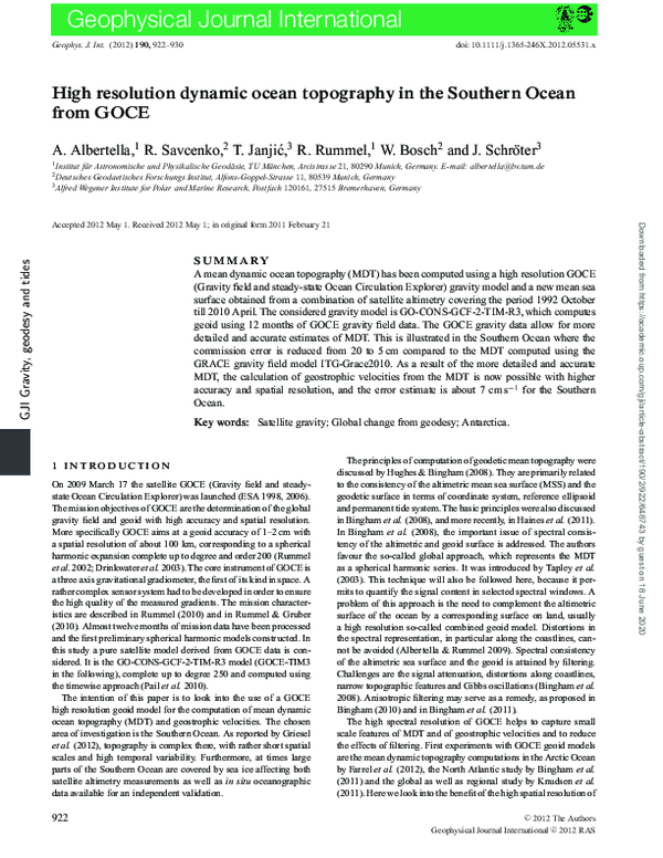 (PDF) High resolution dynamic ocean topography in the Southern Ocean ...