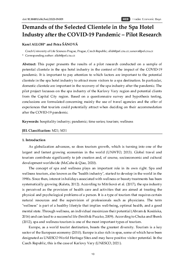 (PDF) Demands of the Selected Clientele in the Spa Hotel Industry after ...