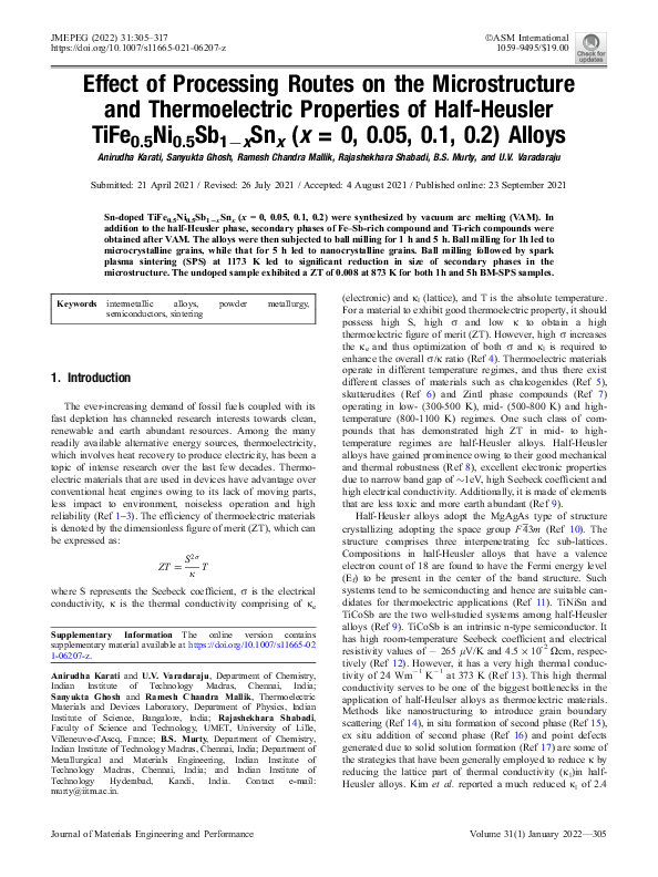 (PDF) Effect of Processing Routes on the Microstructure and ...