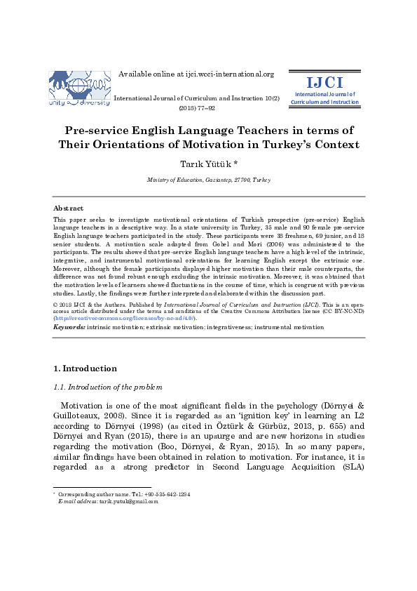 (PDF) Pre-service English Language Teachers in terms of Their ...