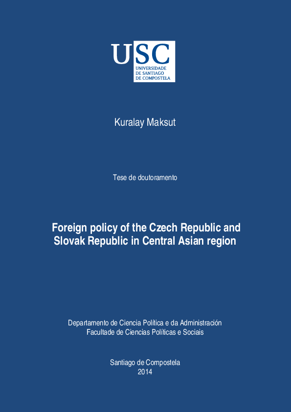 First page of “Foreign policy of the Czech Republic and Slovak Republic in Central Asian region”