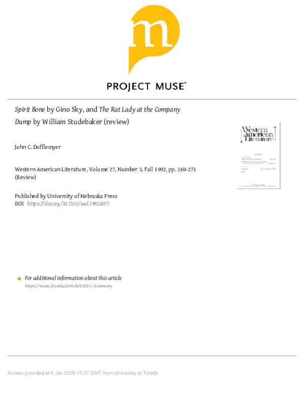 (PDF) Spirit Bone by Gino Sky, and The Rat Lady at the Company Dump by ...