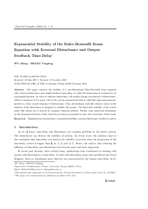 (PDF) Exponential Stability of the Euler-Bernoulli Beam Equation with ...