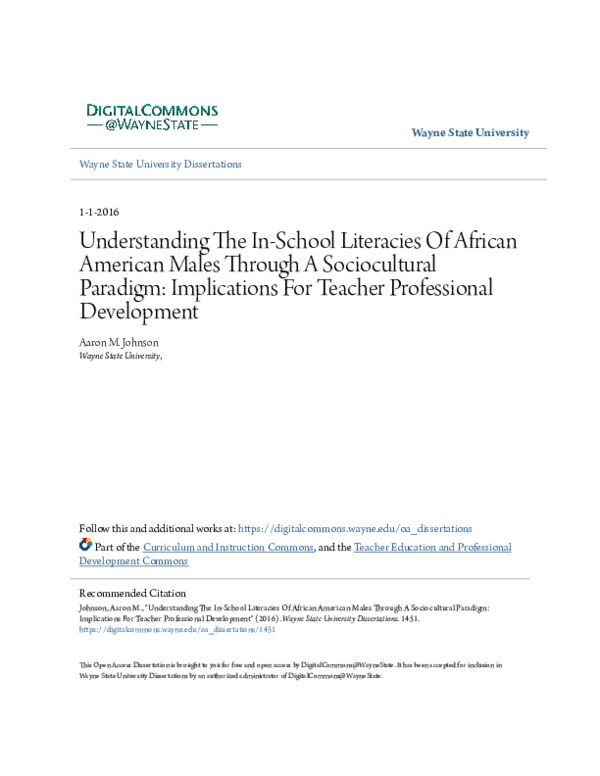 (PDF) Understanding the in-school literacies of African American males ...