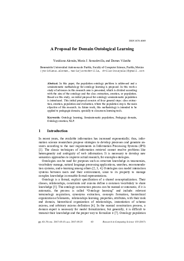 (PDF) A Proposal for Domain Ontological Learning