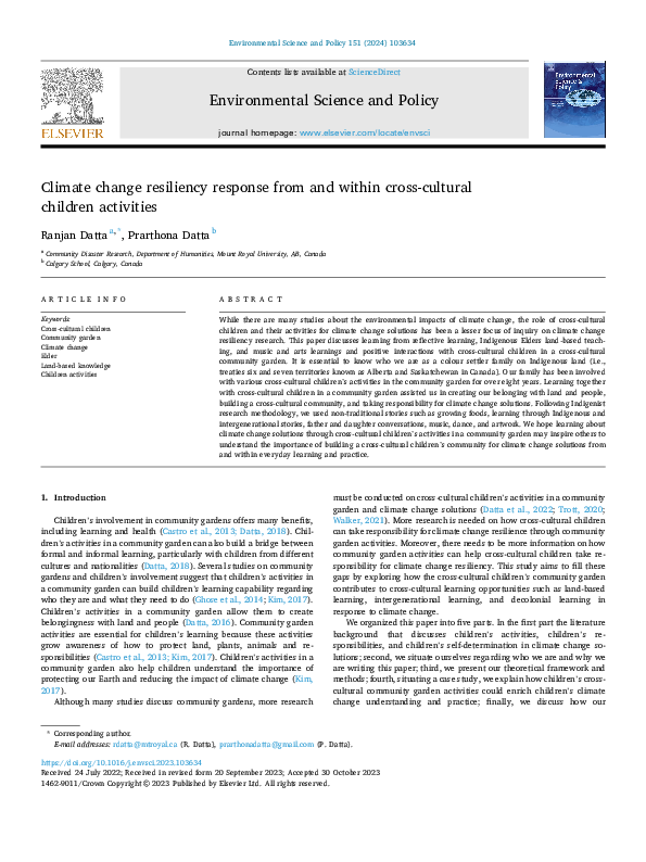 (PDF) Climate change resiliency response from and within cross-cultural ...