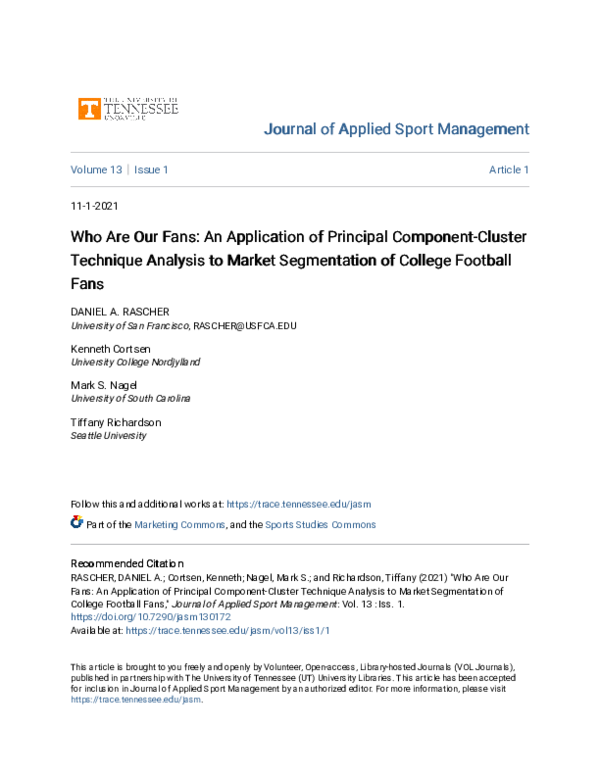 (PDF) Who Are Our Fans: An Application of Principal Component-Cluster ...