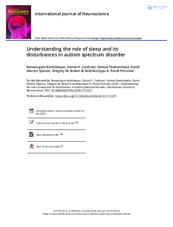 (PDF) Understanding the role of sleep and its disturbances in Autism ...