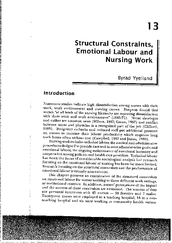 (PDF) This article examines emotional labor in Canadian nursing ...