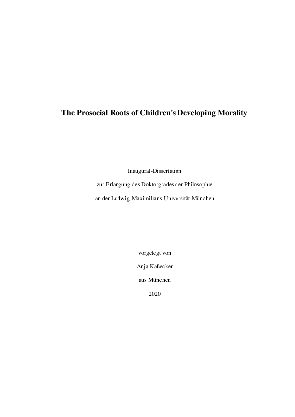 (PDF) The prosocial roots of children's developing morality