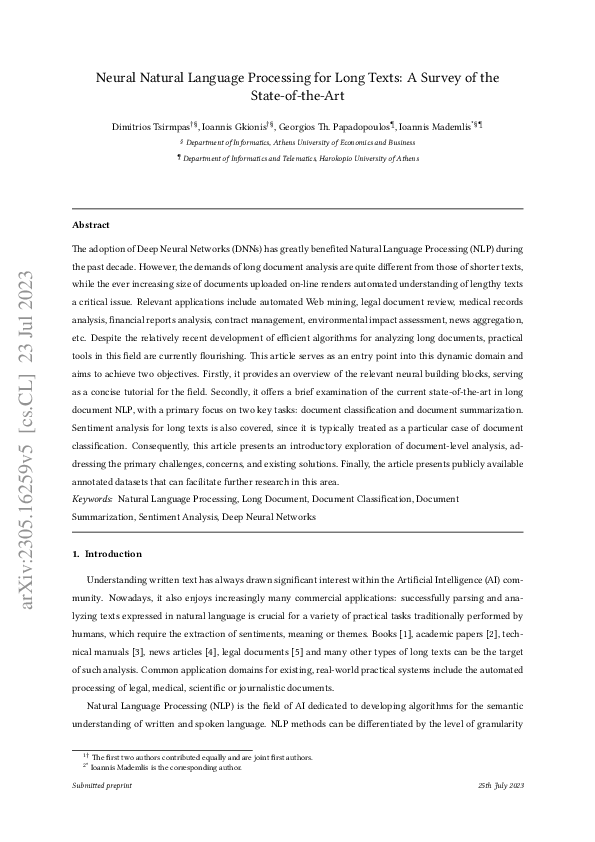 (PDF) Neural Natural Language Processing for Long Texts: A Survey of ...