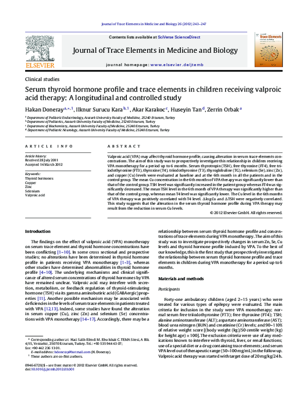 (PDF) Serum thyroid hormone profile and trace elements in children ...