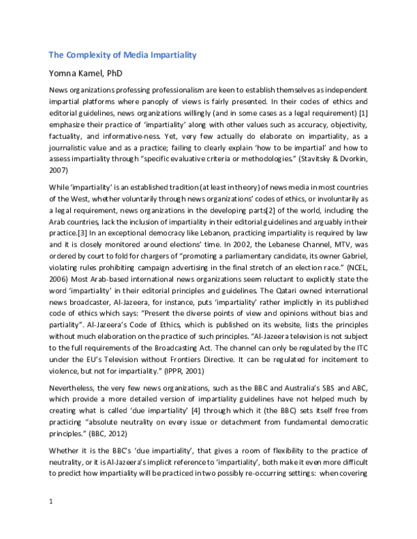 (PDF) The Complexity of Media Impartiality