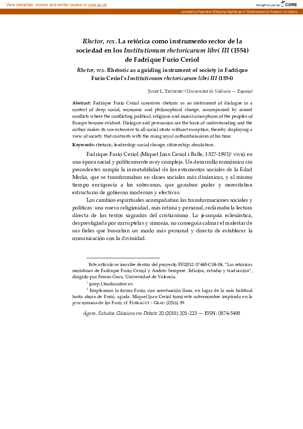 (PDF) Rhetor, rex. La retórica como instrumento rector de la sociedad ...