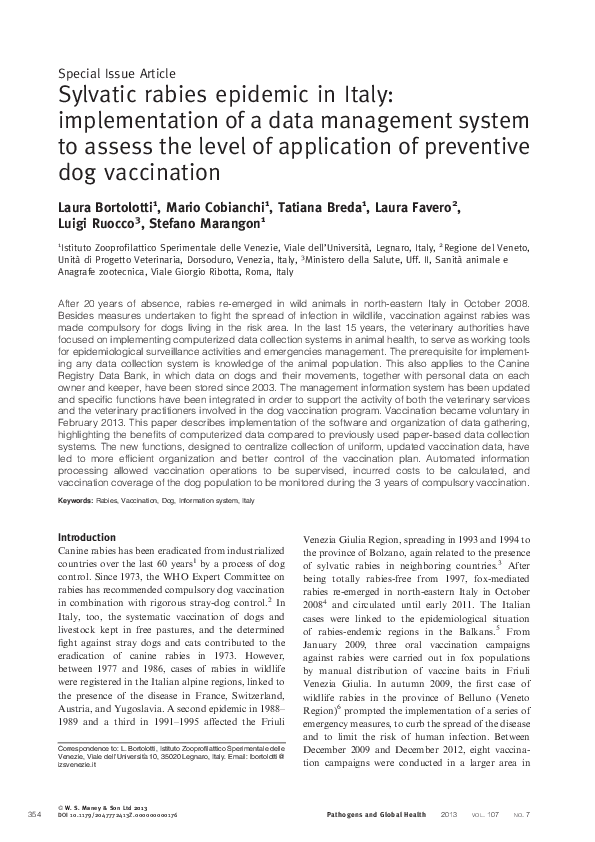 (PDF) Sylvatic rabies epidemic in Italy: implementation of a data ...