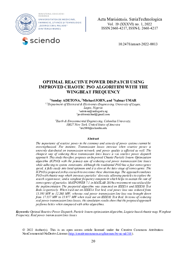 (PDF) Optimal Reactive Power Dispatch Using Improved Chaotic PSO ...