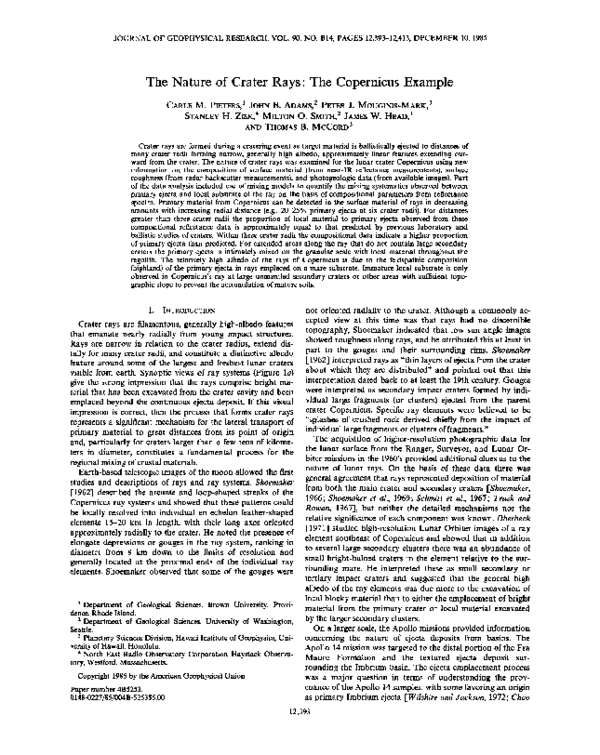 (PDF) The nature of crater rays: The Copernicus example
