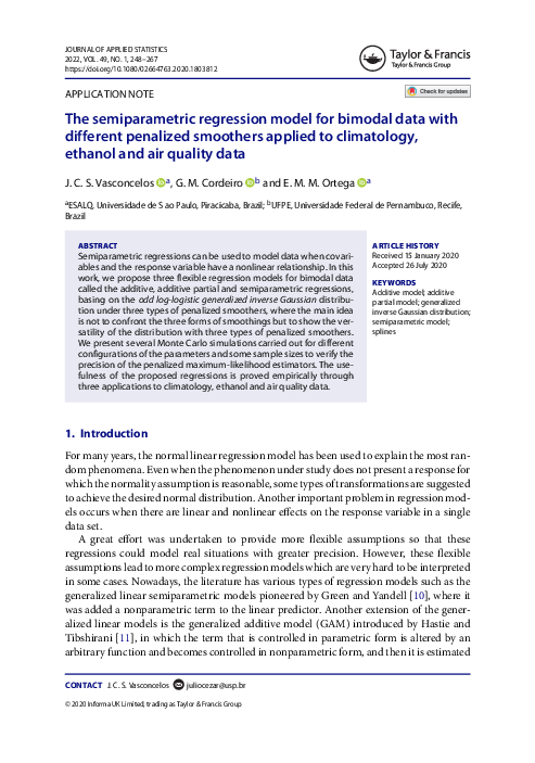(PDF) The semiparametric regression model for bimodal data with ...
