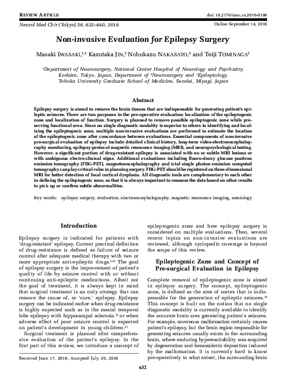 (PDF) Non-invasive Evaluation for Epilepsy Surgery