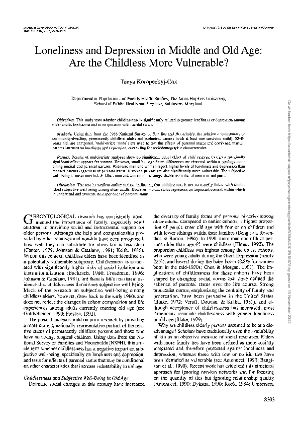 (PDF) Loneliness and Depression in Middle and Old Age: Are the ...
