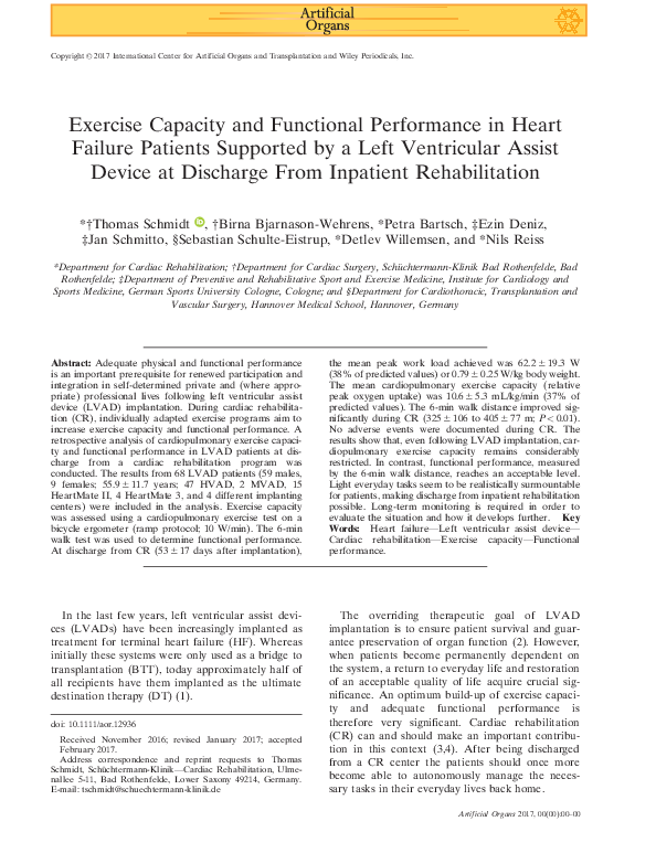(PDF) Exercise Capacity and Functional Performance in Patients With an ...