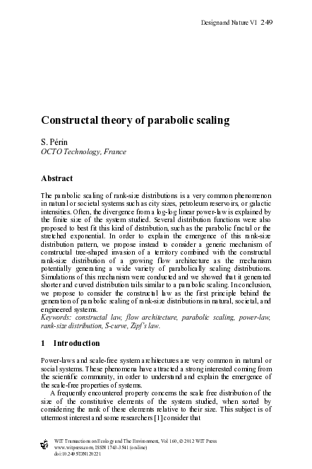 (PDF) Constructal theory of parabolic scaling