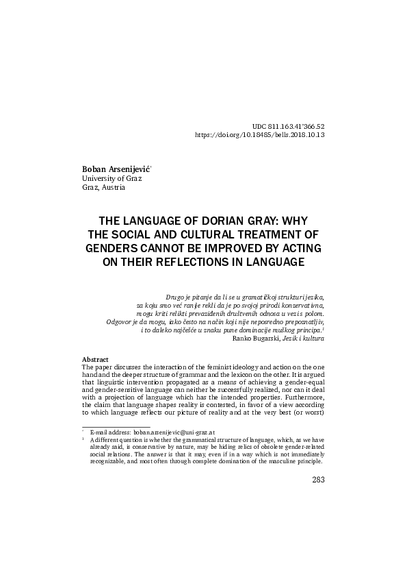 (PDF) The Language of Dorian Gray: Why the Social and Cultural ...