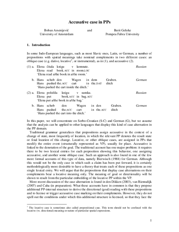 (PDF) Accusative Case in PPs
