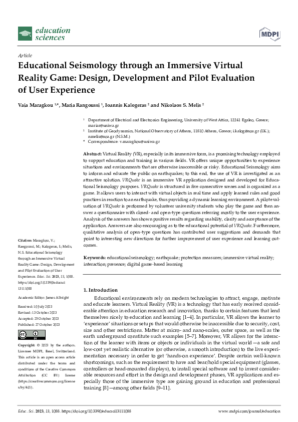 (PDF) Educational Seismology through an Immersive Virtual Reality Game ...