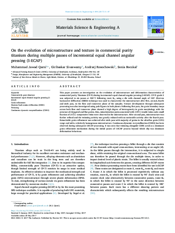 (PDF) On the evolution of microstructure and texture in commercial ...