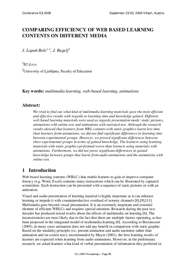 (PDF) Comparing Efficiency of Web Based Learning Contents on Different ...