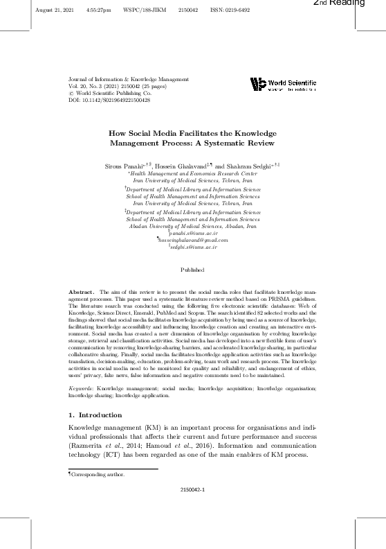 (PDF) How Social Media Facilitates the Knowledge Management Process: A ...