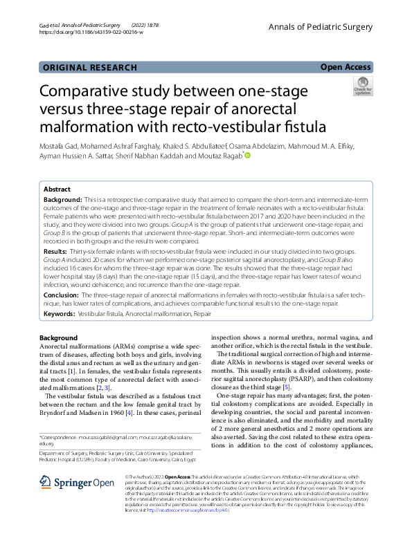 (PDF) Comparative study between one-stage versus three-stage repair of ...