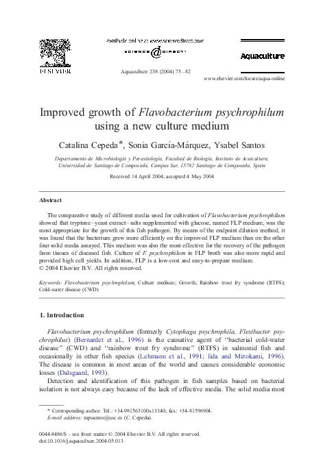 (PDF) Improved growth of Flavobacterium psychrophilum using a new ...