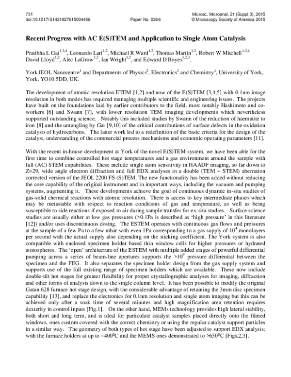 (PDF) Recent Progress with AC E(S)TEM and Application to Single Atom ...
