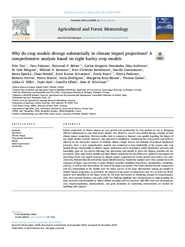 (PDF) Why do crop models diverge substantially in climate impact ...