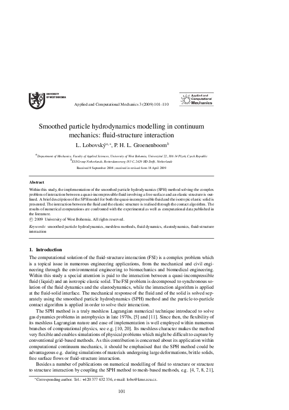 (PDF) Smoothed particle hydrodynamics modelling in continuum mechanics ...