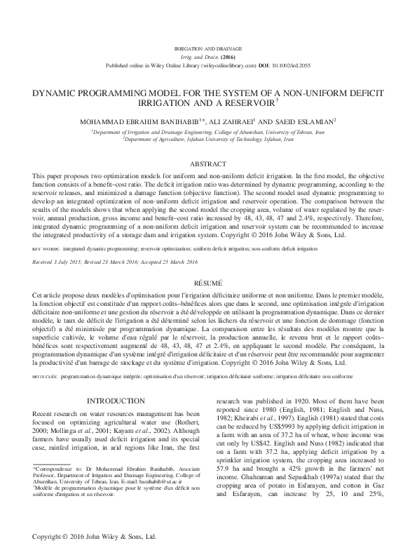 (PDF) Dynamic Programming Model for the System of a Non-Uniform Deficit ...