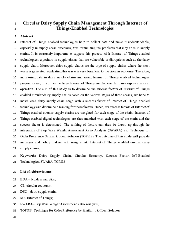 (DOC) Circular dairy supply chain management through Internet of Things ...