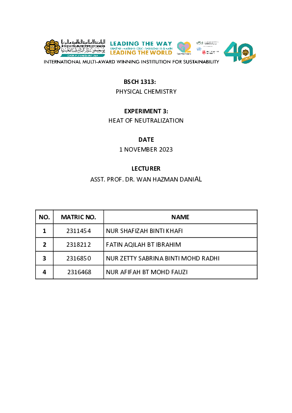 (PDF) HEAT OF NEUTRALIZATION LAB REPORT afifah fauzi Academia.edu