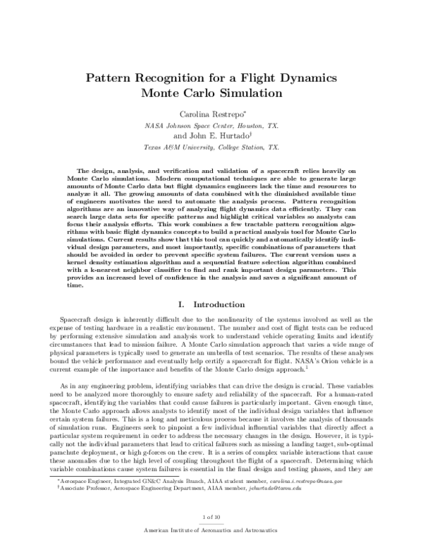 (PDF) Pattern Recognition for a Flight Dynamics Monte Carlo Simulation