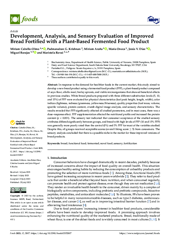 (PDF) Development, Analysis, and Sensory Evaluation of Improved Bread ...