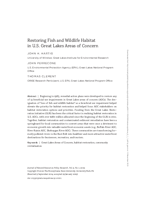 (PDF) Restoring Fish and Wildlife Habitat in U.S. Great Lakes Areas of ...