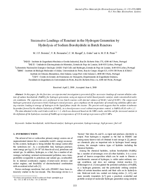 (PDF) Successive Loadings of Reactant in the Hydrogen Generation by ...