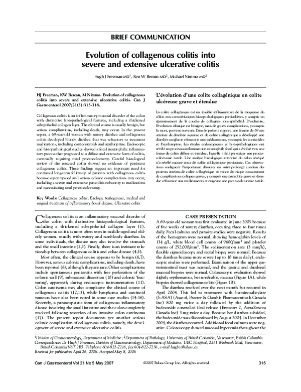 (PDF) Evolution of Collagenous Colitis into Severe and Extensive ...