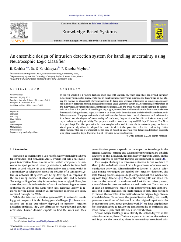 (PDF) An ensemble design of intrusion detection system for handling ...
